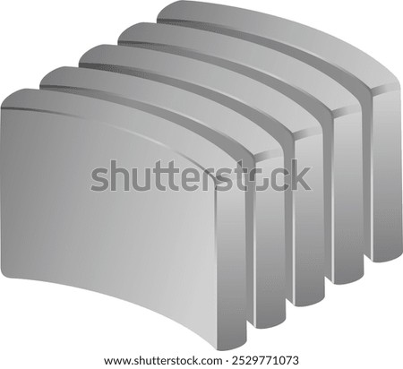 Neodymium arc segment magnets. Vector greyscale illustration.  