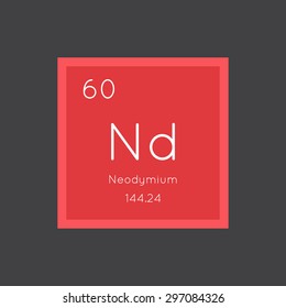 Neodymium simple style tile icon. Chemical element of periodic table. Vector illustration EPS8