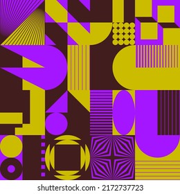 Neo-Geo Vektorgrafik-Grafiken, inspiriert von abstraktem modernistischem Ästhetik-Design. Moderne geometrische Collage für Poster, Decken, Kunst, Präsentation, Drucke, Stoff, Tapeten usw.