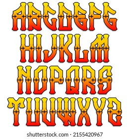 Neogotisches dekoratives Alphabet.Vektorgrafikschriftart.