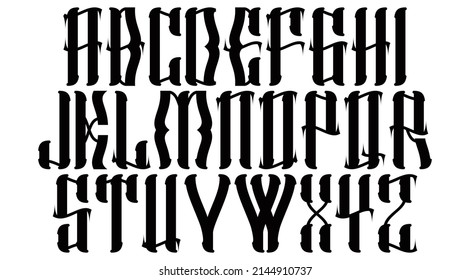 Neogotisches dekoratives Alphabet.Vektor mittelalterliche Schriftart.