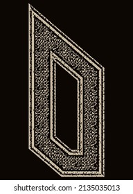 Neo-gothic decorative letter on black background.Vector medieval font.