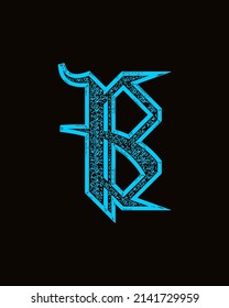 Neo-gothic decorative letter on black background.Vector medieval font.