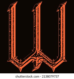 Letra neo-gótica decorativa.Fuente vectorial medieval.