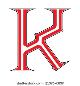 Neo-gothic decorative letter.Vector medieval font.