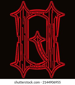 Letra neo-gótica decorativa.Fuente vectorial medieval.