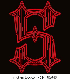 Neo-gothic decorative letter.Vector medieval font.