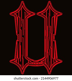 Letra neo-gótica decorativa.Fuente vectorial medieval.