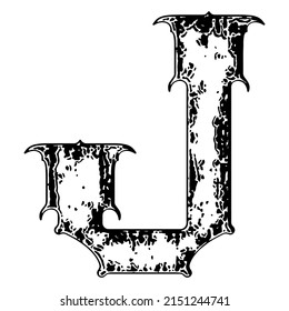 Neo-gothic decorative letter.Vector medieval font.