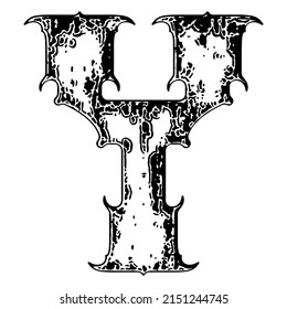 Neo-gothic decorative letter.Vector medieval font.