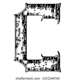 Neo-gothic decorative letter.Vector medieval font.