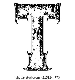Neo-gothic decorative letter.Vector medieval font.