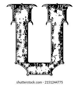 Neo-gothic decorative letter.Vector medieval font.