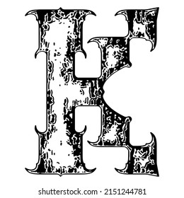 Neo-gothic decorative letter.Vector medieval font.