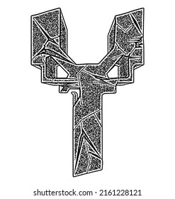 Neo-gothic decorative letter.Vector medieval font.