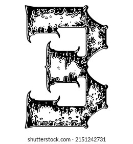 
Neogotische Ziernummer.Vektor mittelalterliche Schriftart.