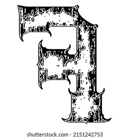 
Neo-gothic decorative number.Vector medieval font.