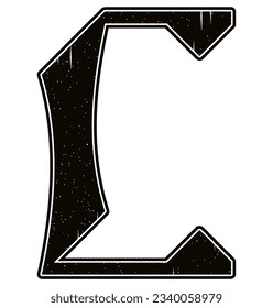 Neo-gothic grunge letter.Art font illustartion.Vector lettering.