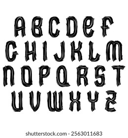 Neo-gothic style vector font. Art lettering. Medieval alphabet.