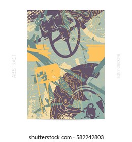 neo-grunge style vector template, maps, vehicles and transportation theme