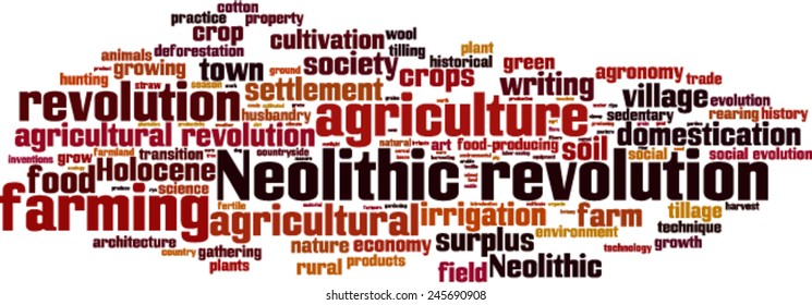 Neolithic Revolution Word Cloud Concept. Vector Illustration