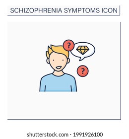 Neologism color icon. Made up new words or phrases. Creating own words with special meaning.Schizophrenia symptoms concept. Isolated vector illustration