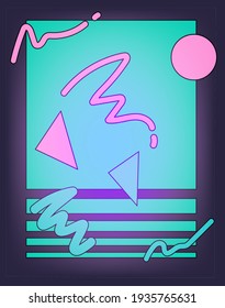 Neo-memphis abstract background with geometric shapes.