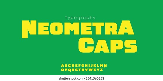 Neometra  Caps alphabet. dynamic futuristic font, minimalist type for modern sport logo and space science logo.. Vector typeset