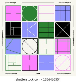 Neomodern aesthetics of brutalism design vector poster cover layout made with abstract elements and geometric shapes, useful for poster art, website design, album cover prints, fine arts images.