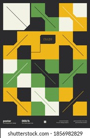 Neomodern aesthetics of brutalism design vector poster cover layout made with abstract elements and geometric shapes, useful for poster art, website design, album cover prints, fine arts images.
