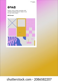 Neomodern aesthetics of brutalism design vector poster cover layout made with abstract elements and geometric shapes, useful for poster art, website design, album cover prints, fine arts images.