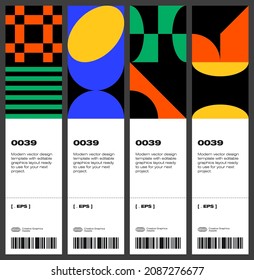 Neomodern aesthetics of brutalism design vector poster cover layout made with abstract elements and geometric shapes, useful for poster art, website design, album cover prints, fine arts images.