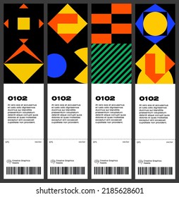 Neomodern aesthetics of brutalism design vector poster cover layout made with abstract elements and geometric shapes. Useful for creating invitations, banners, posters, flyers, prints, labels, etc.