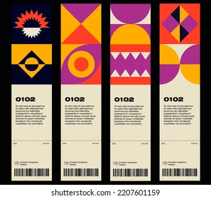 Neomodern aesthetics of brutalism design vector poster cover layout made with abstract elements and geometric shapes. Useful for creating invitations, banners, posters, flyers, prints, labels, etc.