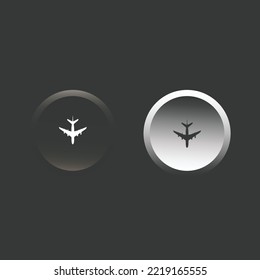 Neomorphic ui and ux design elements plane icon button