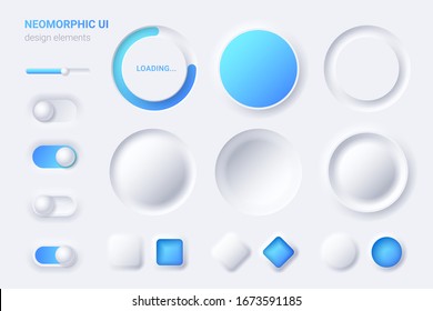 Neomorphe UI UX White-Design-Elemente Kit-Vektorillustration Vorlage für mobile und Web-Apps Neomorphismus Stil