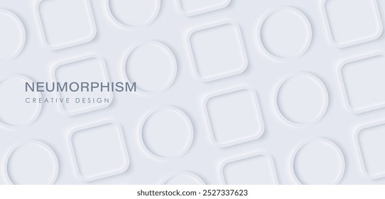 Neomorphism abstract white background. Geometric shapes vector illustration