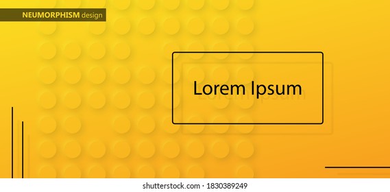 Neomorphism banner, poster in yellow colours. Vector illustration.