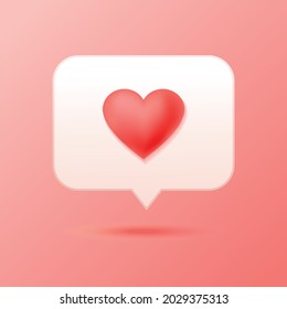 Neomorphism button with red heart, like for social media design. Vector illustration.