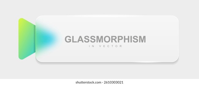 Neomorphism effect with rectangular frosted glass and green blurred triangle on gray background. Vector illustration.