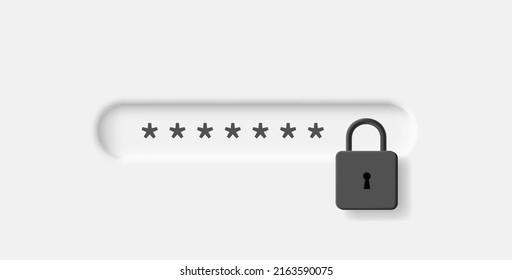 neomorphism encrypted 3d field with padlock icon and hidden symbols. Vector illustration