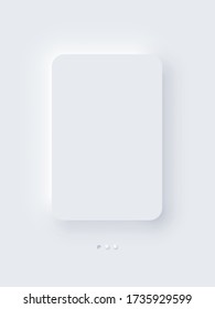 Neomorphism for onboard phone screen page app. UI user interface design. Mobile application template. Blank space. Realistic layout with shadow. Light clay minimal device vector element