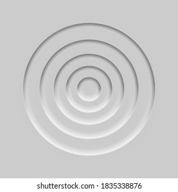 Neomorphismus-Stil. 3d-Effekt. Volumetrische sich wiederholende graue Kreise in einander. Schatten.