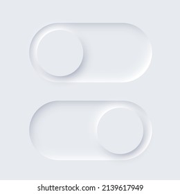 Neomorphism UI, slide bar set vector illustration. Neumorphic soft white slidebars with shadow for mobile app, soft switch panels of trendy buttons, neomorphic elegant minimalist web interface