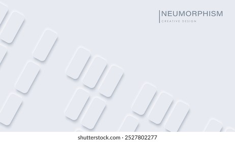 Neomorphism white rectangles abstract background. Vector geometric illustration