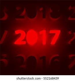 Neon 2017 shining sign, vector illustration