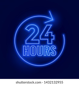 neon 24 hours open signboard design