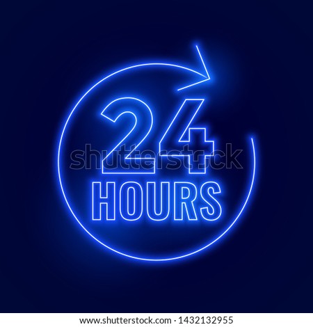 neon 24 hours open signboard design