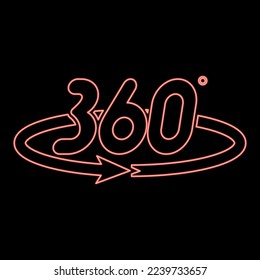 Flecha de rotación Neon 360 grados Concepto icono de visión completa color negro ilustración vectorial estilo plano imagen simple color rojo ilustración vectorial imagen de estilo plano luz