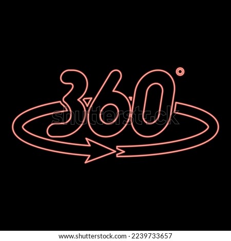 Neon 360 degree rotation arrow Concept full view icon black color vector illustration flat style simple image red color vector illustration image flat style light